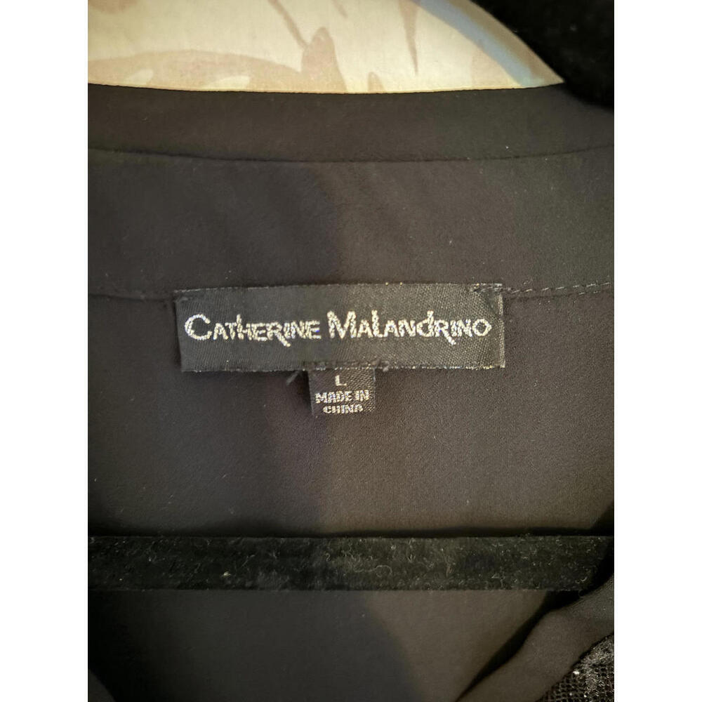 Catherine Malandrino Elegant Black Lace Sleeve Blouse L - Picture 8 of 8